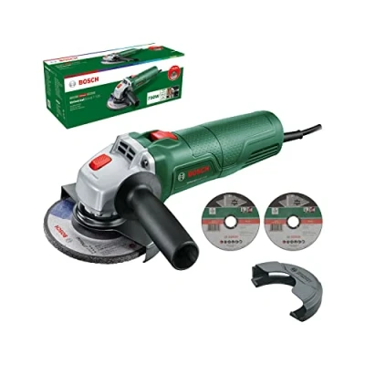 Abbildung von Bosch kompakter Winkelschleifer UniversalGrind 7 125 (750 W; 2x gerade Trennscheiben; 1x Schleifscheibe; zum Schleifen, Trennen und Bürsten; im Karton) Amazon Edition