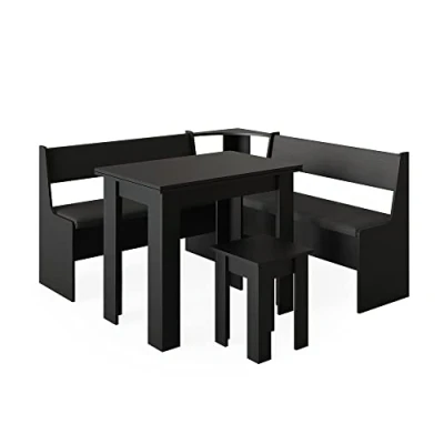 Abbildung von Vicco Sitzgruppe Roman, Schwarz, 150 x cm mit Tisch, (Set, 5 tlg., er Set), Truhenfunktion