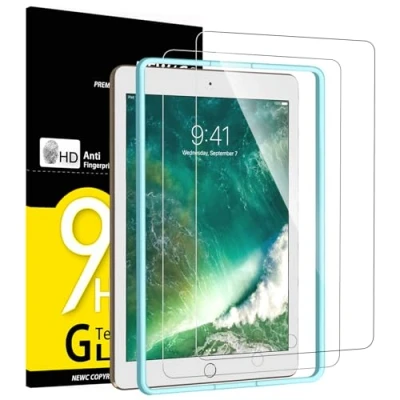 Abbildung von NEW&#039;C 2 Stück, Schutzfolie für iPad Air 3 10,5 Zoll (2019), Pro (2017) und ein Ausrichtungswerkzeug, Panzer Schutz Glas Folie,9H Härte,HD Displayschutzfolie, 0.33mm Ultra klar