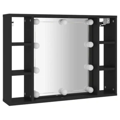 Abbildung von vidaXL Badezimmerspiegelschrank Spiegelschrank mit LED Schwarz 76x15x55 cm (1 St)