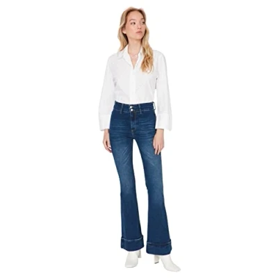 Abbildung von Trendyol Damen Herren Hoher Bund Culotte Jeans, Blau, 38 EU