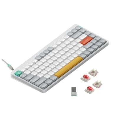 Abbildung von nuphy Air75 V2 Kabellose mechanische Tastatur, 84 Tasten RGB Hot Swap unterstützt Bluetooth 5.1, 2.4G und kabelgebundener Verbindungc für PC/Laptop/Windows/Mac White Gateron Red Switch