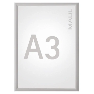 Abbildung von Maul Klapprahmen MAULstandard A3 Bilderrahmen für Poster, Werbemittel &amp; Fotos Robuster Rahmen mit 25mm Aluminiumprofil Montage in Hoch und Querformat möglich Silber 6604308
