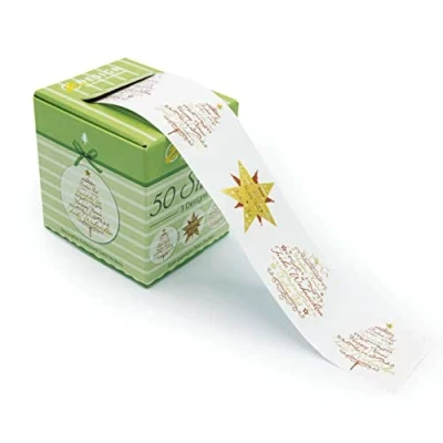 Abbildung von AVERY Zweckform 50 Aufkleber Frohe Weihnachten (Made in Germany, Ø38mm, Weihnachtssticker transparent, Weihnachtsgrüße, selbstklebende Weihnachtsdeko Geschenke, Karten, Tüten) Sticker auf Rolle, 56825
