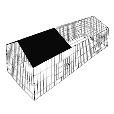 Abbildung von CADOCA® Freilaufgehege 180x75x75cm Sonnenschutz Auslauf Garten Kaninchenstall Hasenstall Kleintierauslauf Dachstoff Schwarz