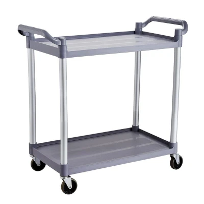 Abbildung von Servicewagen 2 Etagen 102 x 49 98 cm max. 50 kg TPR Rollen PP / Alu Servierwagen Abräumwagen Gastro Hotel