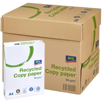 Abbildung von aro Recycling Kopierpapier DIN A4, 80 g/m², grau, 100% Altpapier, 5 x 500 Blatt (2500 Blatt), für Laserdrucker &amp; Tintenstrahldrucker, Home Office Büro