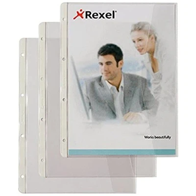 Abbildung von Rexel 227784 Dokumentenhülle mit Klappe (Standardlochung, A4, PVC Folie, leicht genarbt, 0.12mm) transparent