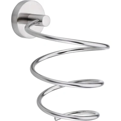 Abbildung von tesa MOON Fönhalterung ohne Bohren 16 cm : 10 13,5 Haartrocknerhalter, (Packung, 1 tlg., selbstklebend Halter für Fön und Glätteisen Edelstahl silber matt)