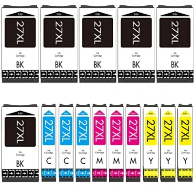 Abbildung von Cartridgeify 27XL Druckerpatronen Kompatibel mit Epson 27 XL Patronen Multipack (15er Pack), für Workforce WF 3620 3640 7110 7210 7610 7620 7710 7715 7720