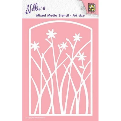 Abbildung von Nellie Snellen Stencil A6 Size Frame with Flowers