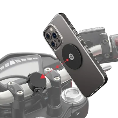 Abbildung von Shapeheart französische Innovation, magnetische Motorrad Telefonhalterung mit extradünner, Metallplatte, entspiegelt. Handyhalterung für Motorrad, Roller. Universelles Motorradzubehör