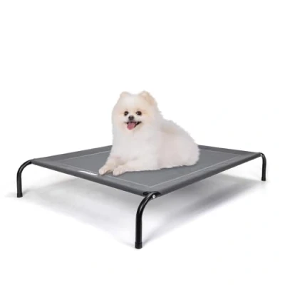 Abbildung von Nobleza Hundeliege Outdoor, Erhöhtes Hundebett Kleine Hunde, für Draußen Camping, Kühlendes Hund Haustierbett, Haustierliege Waschbar und Robuster, Grau, S, 87x65x20CM