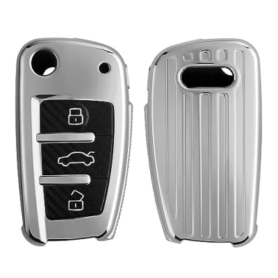Abbildung von kwmobile Schlüsseltasche Hülle für Audi 3 Tasten Klappschlüssel (1 tlg), Schlüsselhülle TPU Autoschlüssel Cover
