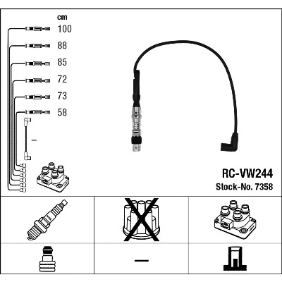 Abbildung von NGK 7358 Zündkabelsatz 6 VOLKSWAGEN: Bora Variant, Golf 4 Schrägheck, SEAT: Leon I Schrägheck