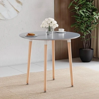 Abbildung von Vida Designs Runder Esstisch Batley, Buchenholz Holzwerkstoff, Grau, 4 Sitzer