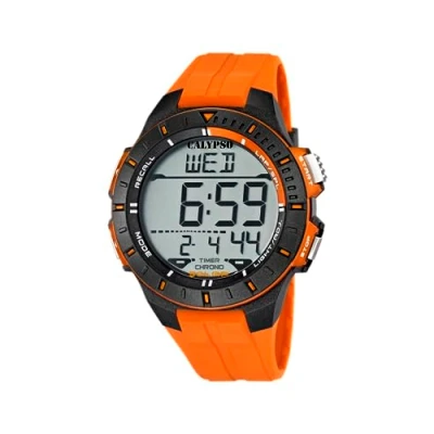 Abbildung von Calypso WATCHES Digitaluhr Herren Uhr K5607/1 Kunststoffband, (Digitaluhr), Armbanduhr rund, Kautschukarmband orange, Sport