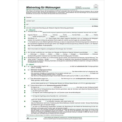 Abbildung von RNKVERLAG 525/10 Mietvertrag für Wohnungen, ausführliche Fassung, je 8 Seiten gefalzt auf DIN A4, mit Wohnungsgeberbescheinigung, 1 Packung 10 Stück