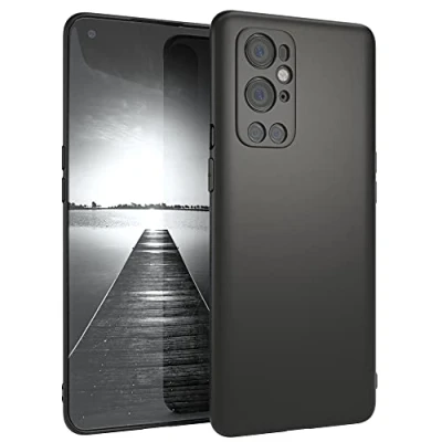 Abbildung von EAZY CASE Handyhülle Silikon mit Kameraschutz kompatibel One Plus 9 Pro in Schwarz Matt, Ultra dünn, Slimcover, Silikonhülle, Hülle, Softcase, Backcover