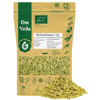 Abbildung von BIO Fenchelsamen 1Kg Fenchel Gewürz Fenchelsaat Fennel Seeds ganz Qualität Teegewürz Kräutertee Fencheltee OmVeda Gewürze Für Küche und Tee