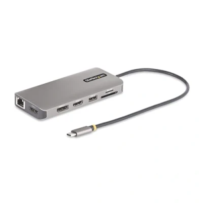 Abbildung von StarTech.com DREI Monitor USB C Multiport Adapter, 2X 4K 60Hz + 30Hz HDMI &amp; DP, 4X A, 100W, GbE, Laptop Dockingstation