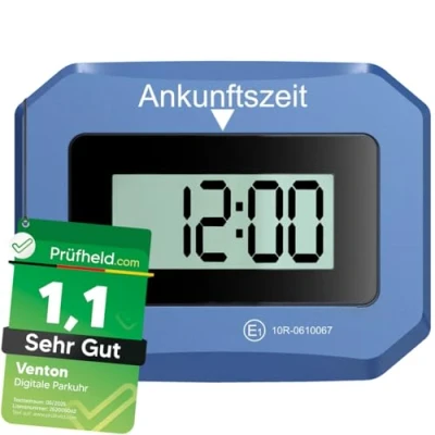 Abbildung von VENTON Elektronische Parkscheibe Automatische elektrisch mit Zulassung KBA Zertifizierte Parkuhr Display Manuelle Funktion, Nachtmodus Langlebige Batterie