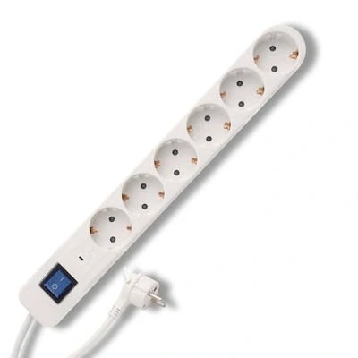 Abbildung von REV Steckdosenleiste ICE Mehrfachsteckdose 6 fach, mit Schalter &amp; ÜSS, 1,4m, 3500W, weiß