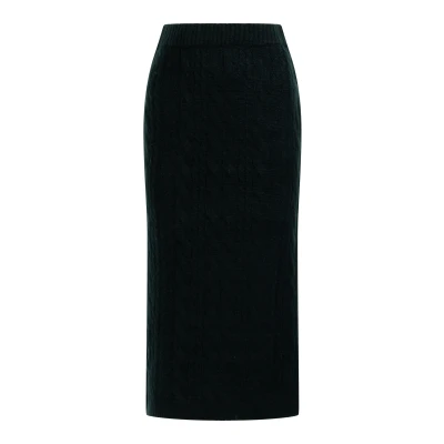 Abbildung von DREIMASTER Vintage Damen Strick Midirock XL/XXL / Dunkelgrün 74% Polyacryl 22% Polyester 4% Elasthan
