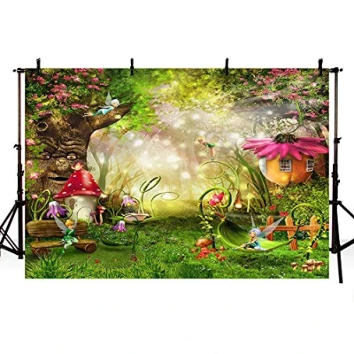 Abbildung von MEHOFOTO Verzauberter Wald Fotohintergrund Märchen Geburtstag Party Dekorationen Banner Hintergründe für Fotografie 2,1 m x 1,5