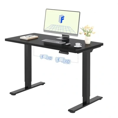Abbildung von FLEXISPOT EF1 Elektrisch höhenverstellbarer Schreibtisch 120 x 80 cm Schnellaufbau, Speichersteuerung Büro und Home Office (schwarzer Rahmen, Schwarz)