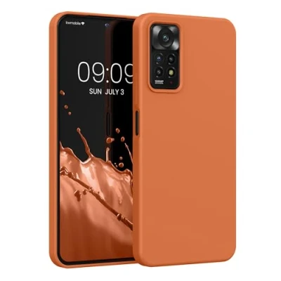 Abbildung von kwmobile Hülle kompatibel mit Xiaomi Redmi Note 11 Pro / (5G) 12 (4G) Silikon Handy Case Handyhülle weiche Oberfläche kabelloses Laden Warme Aprikose