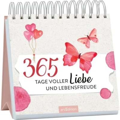 Abbildung von 365 Tage voller Liebe und Lebensfreude: Liebevolle Wünsche Zitate im dekorativen Spiralaufsteller