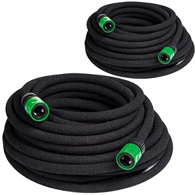 Abbildung von MONZANA® Bewässerungsschlauch 30 m 1/2 Zoll T Verbinder Ober &amp; Unterirdisch verlegbar Garten Perlschlauch Tropfschlauch Bewässerung 2x 15m