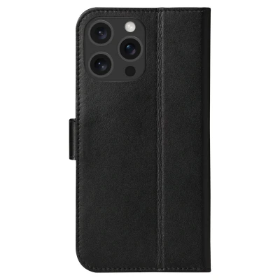 Abbildung von Apple iPhone 16 Pro Max Hülle Echtleder dbramante1928 Klapphülle Handyhülle Schwarz