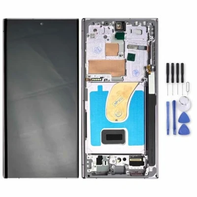Abbildung von Wigento Für Samsung Galaxy S23 Ultra 5G Display Full OLED LCD mit Rahmen Einheit Touch Ersatzteil Reparatur Lila