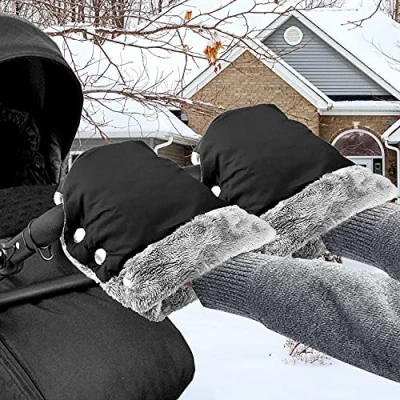 Abbildung von Handwärmer Kinderwagen Handschuhe Handmuff mit Warme Fleece, Wasserdicht Winddicht Stroller Kinderwagenmuff Universalgröße für Kinderwagen, Buggy, Radanhänger