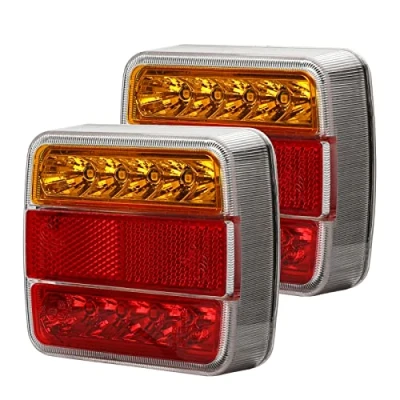 Abbildung von Qiping 2 Stk LED Rückleuchten Anhänger, 12V Universal LKW Rücklicht Rücklichter Heckleuchte mit Kennzeichenleuchte, Rückreflektor, E Mark Zertifizierung