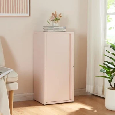 Abbildung von en.casa Mehrzweckschrank »Burlöv« mit 1 Tür und 2 Ablagen 88x40x35 cm Rosa