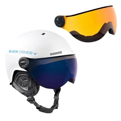 Abbildung von Black Crevice Skihelm Arlberg mit 2 Visier, carbon weiß/blau, S/M