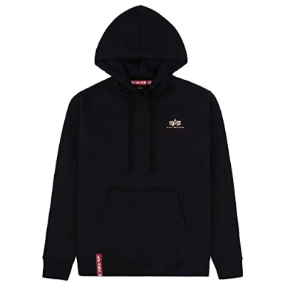 Abbildung von Alpha Industries Herren Basic Hoody Small Logo Foil Print Kapuzenpullover, Black/Gold, XL