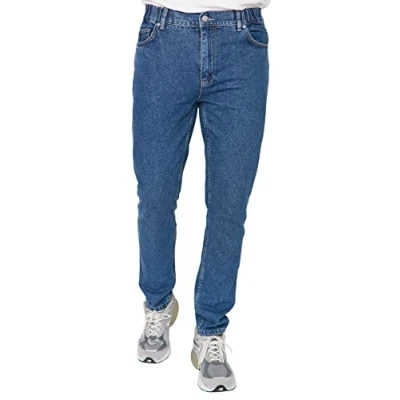 Abbildung von Trendyol Men&#039;s Herren Young Hoher Bund Relaxed Jeans, Indigo, 32