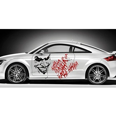 Abbildung von Finest Folia Joker Aufkleber Sticker + Schrift Hahaha Autoaufkleber Folie Carbon Matt Tuning KX011 KX029