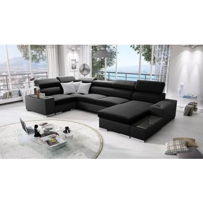 Abbildung von All4All Ecksofa mit Schlaffunktion Passe 335 cm x 205 Wohnlandschaft U Form Schlafsofa Bettkasten XXL Sofa Groß Gewebe Kunstleder Schwarz Rechte Seite 26