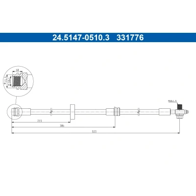 Abbildung von ATE 24.5147 0510.3 Bremsschläuche 523mm M10x1mm AUDI: A2