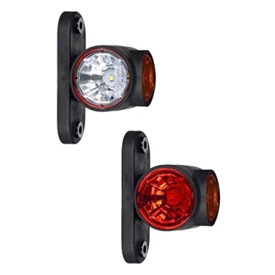 Abbildung von 2 x Gummibremsleuchten LED 12 V 24 mit Kontrollschild E Positionslicht LKW PKW Lampe weiß rot orange
