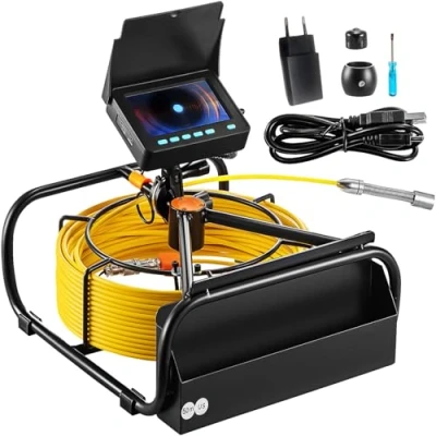 Abbildung von VEVOR Kanalkamera, 50 m, 4,3 Zoll Kanalkamera mit 6 einstellbaren LEDs, 16 GB Karte