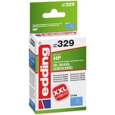Abbildung von edding Druckerpatrone EDD 329 Einzelpatrone Cyan 12 ml Reichweite 890 Seiten Ersetzt HP 364XL (CB323EE)