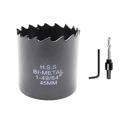 Abbildung von Lochsäge 45mm LAIWEI Bi Metall Rundlochfräser HSS Kreissägekopf, 1,8 mm stark, Schnitttiefe bis 38mm, geeignet für Holz, Kunststoff, Gipskarton und Metallrohre
