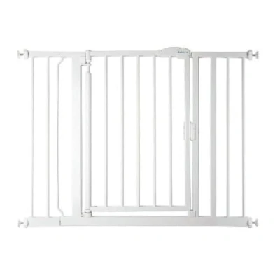 Abbildung von Safetots Druckmontage Selbstschließendes Treppengitter, 103,8 cm 110,8 cm, Weiß, Automatisch schließendes Babygitter, Sicherheitsbarriere für Kleinkinder, Einfache Installation
