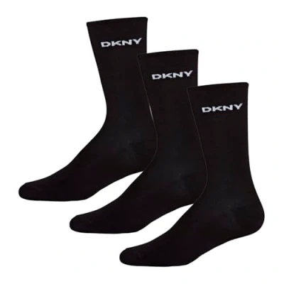 Abbildung von DKNY Herren Women’s Socks, 100% Cotton Smart Designer Long Ankle Pack Of 3 Pairs Ladies Crew, Schwarz, Einheitsgröße EU